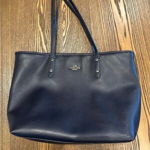 Coach Dark Navy Leather Tote Bag